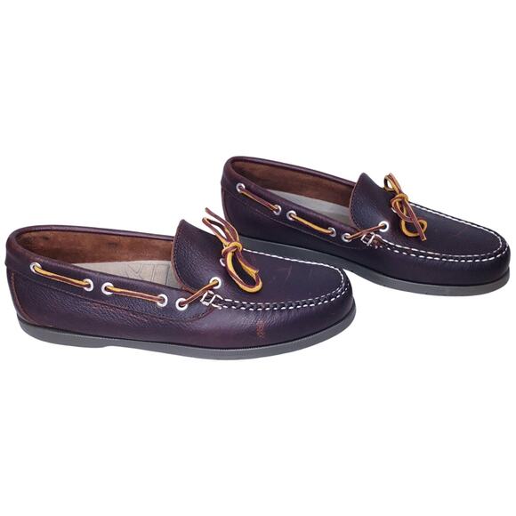 L.L. BEAN Brown Peebled Leather Boat Shoes Men's Size 8.5 D in EUC - Picture 5 of 16